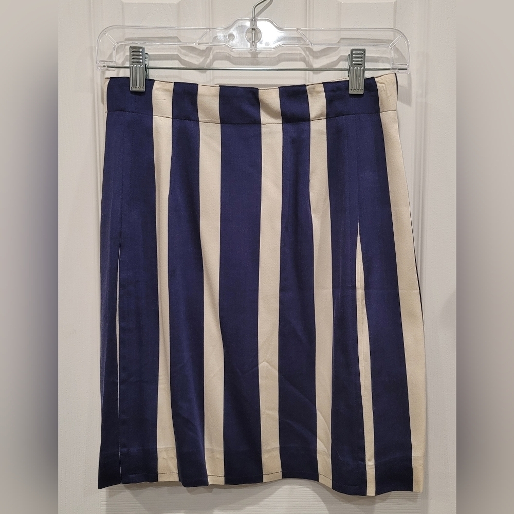 Emporio Armani Blue White Striped Skirt Made In Italy - 42 EU